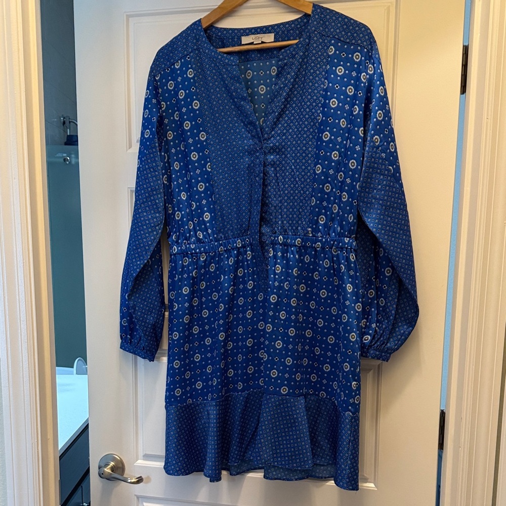 LOFT Blue Geometric Dress